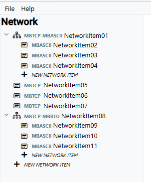 Network Items 9, 10, and 11