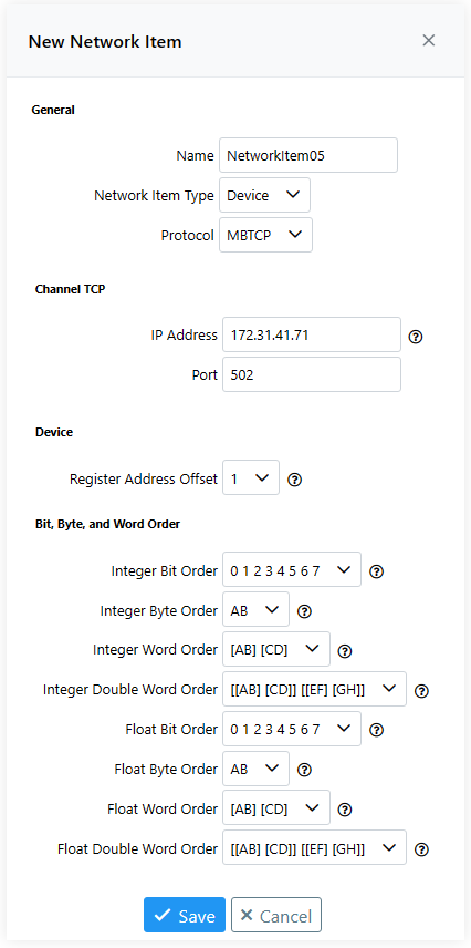 Network Item 05 Filled Out